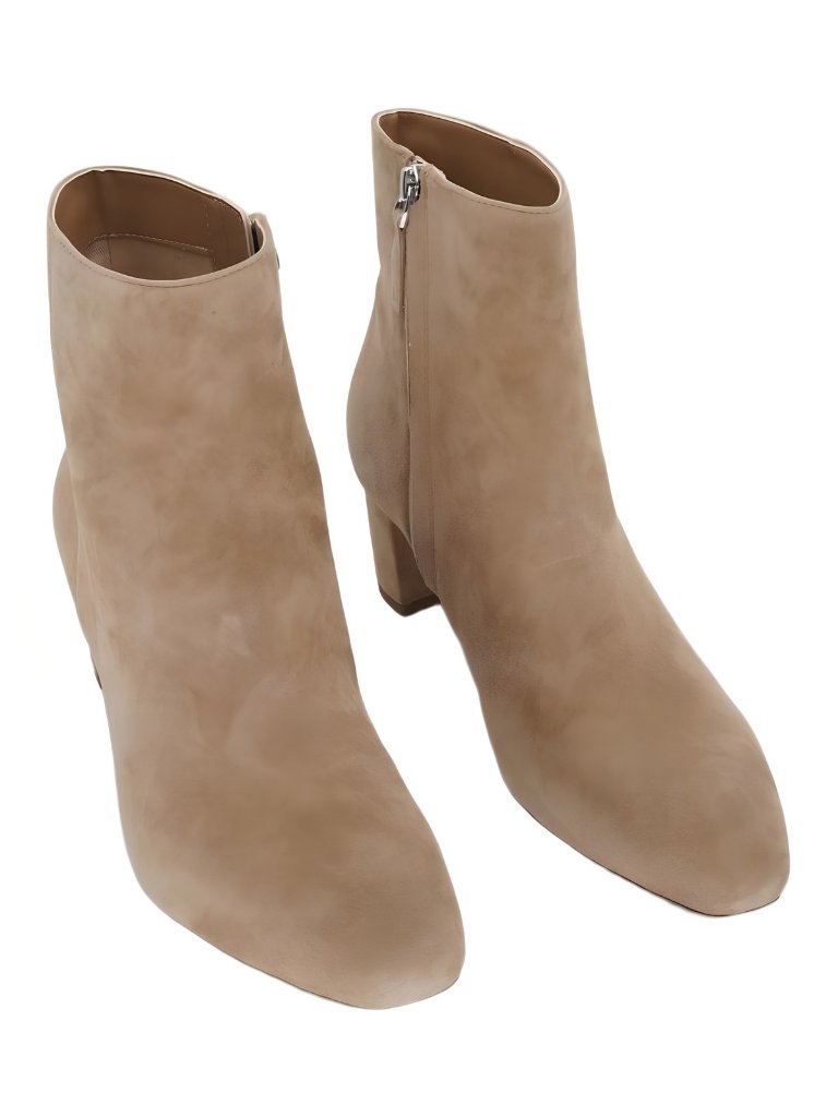 Lauren Ralph Lauren Demi Burnished Leather Booties Camel Suede Us 9m Eu 39